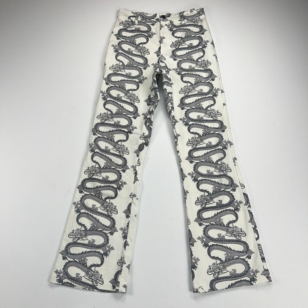 MOTEL Rocks Zoven Trousers Dragon Rope White High Waist 32" Inseam Size M - Picture 2 of 14